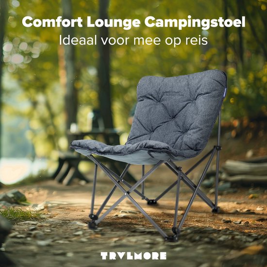 TRVLMORE Campingstoel - Opvouwbaar - Incl. Draagtas - Kampeerstoel - Vlinderstoel - 136 kg draagvermogen - Grijs