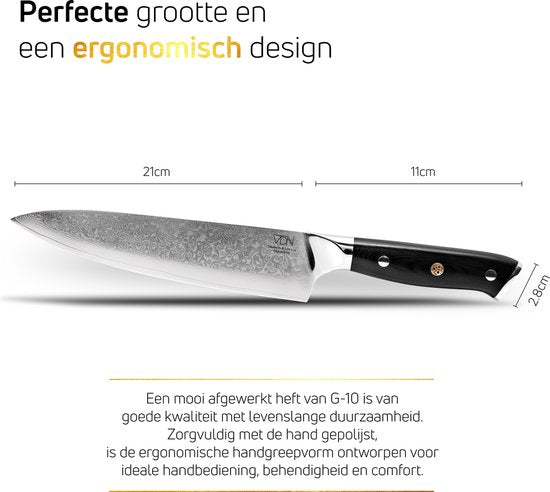VDN Koksmes damaststaal - Elegance serie - VG-10 Japans damascus - 67 lagen staal