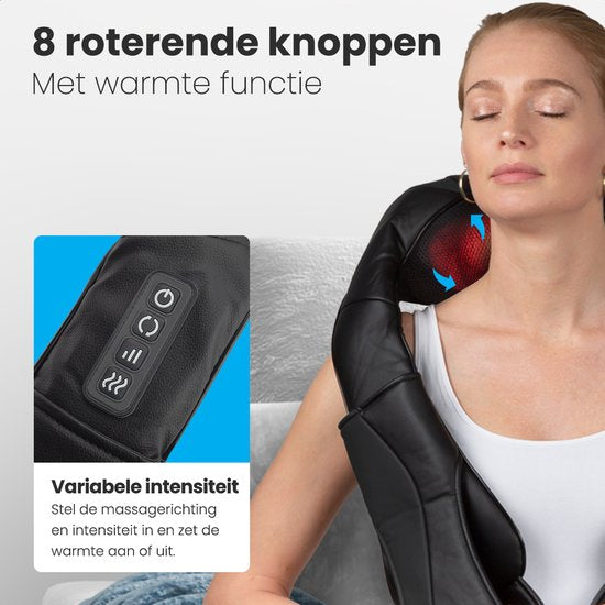 Auronic Shiatsu Massagekussen - Elektrisch - Draadloos - Massage Apparaten - Nek en Schouder Massage apparaat- Infrarood - Zwart