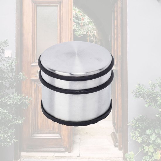 BRASQ Deurstopper met anti slip RVS 1,1 Kg - Voor binnen en buiten - Deurbuffer met rubberen bescherming Ø9 x 7,5 cm