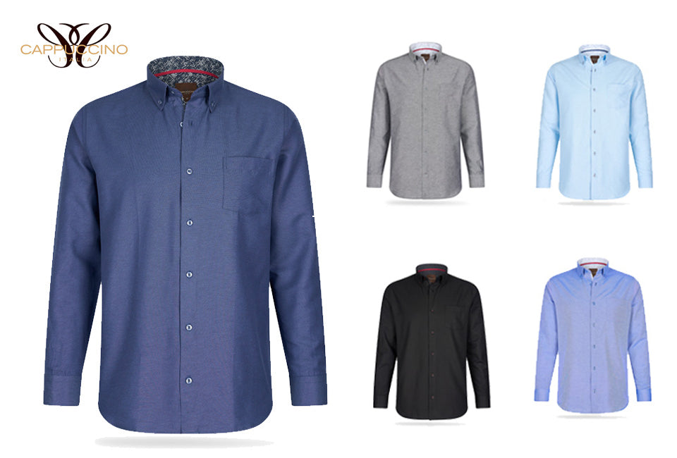 Cappucino Overhemd - Lange Mouwen - Navy - Maat XL