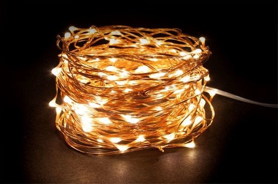 Microlight LED 12M, 120 lampjes, warm wit, koperen draad