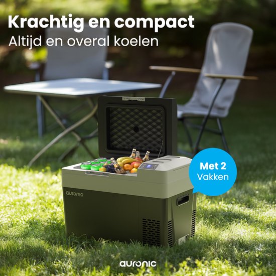 Auronic Elektrische Koelbox - Frigobox - Compressor - 12V 230 Volt - Auto - 30L - Zwart/Grijs