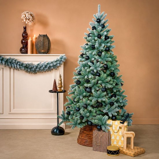 Black Box Trees Nagoya Kerstboom Groen Frosted met Scharnierconstructie - Kerstversiering voor Binnen - Kunstboom met Realistische Uitstraling - Hoogte 180 x Diameter 108 cm