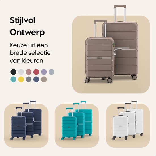 SKYCASES - Urban Adventurer Medium Reiskoffer - 44x27x66 cm - 78 l Inhoud - Met Cijferslot & Spinner Wielen - Ideaal voor Reizen van 7-10 Dagen - Polypropyleen & Champagne