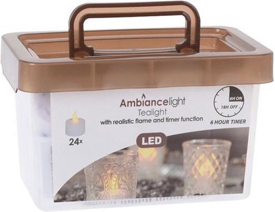 Theelichtjes LED - Box met 24 stuks - met batterij en Timer