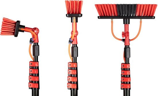 Umuzi Cleaning Telescopische Waterborstel - 7 m Uitschuifbare Schrobborstel voor Ramen, Gevel en Huis - Reiniger met 4 Uitschuifbare Delen - Zeepdispenser met Doseerknop
