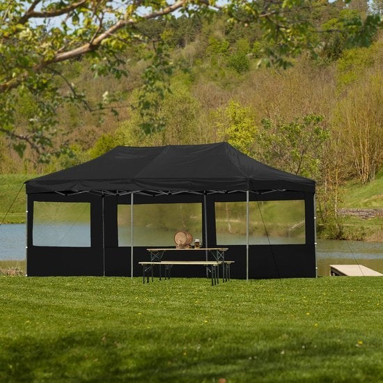 tectake- Partytent Viola 3x6 m met 2 zijdelen zwart - 403159
