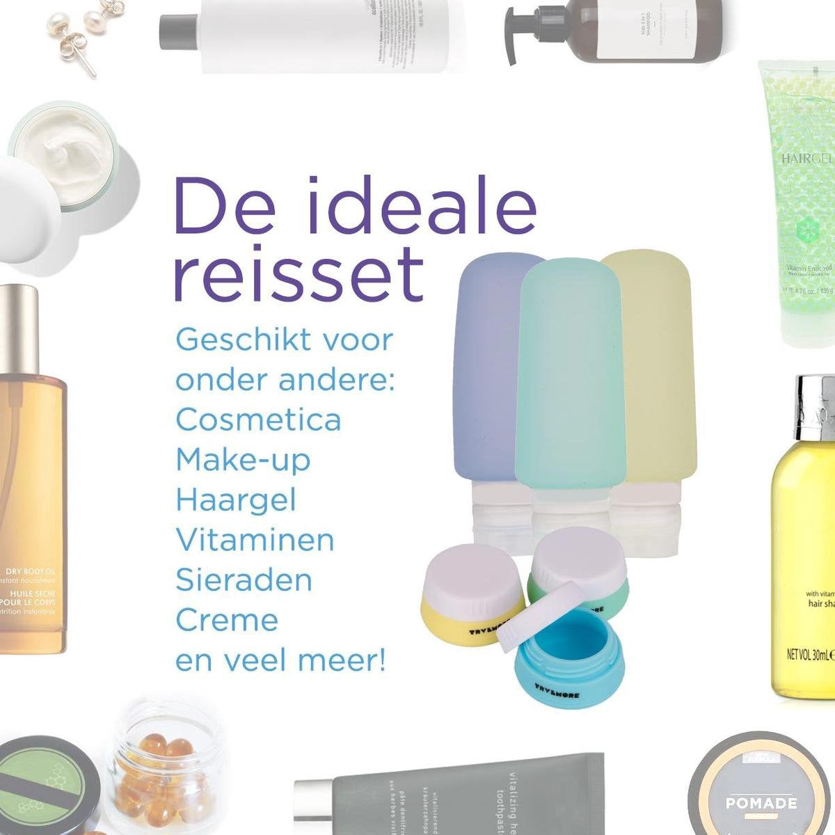 TRVLMORE Reisflesjes met Etui - Navulbaar - Transparant - 6 stuks