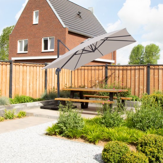 VONROC Zweefparasol Pisogne – Kantelbaar & 360° Draaibaar – 300 x 300 x 260 cm – Beige