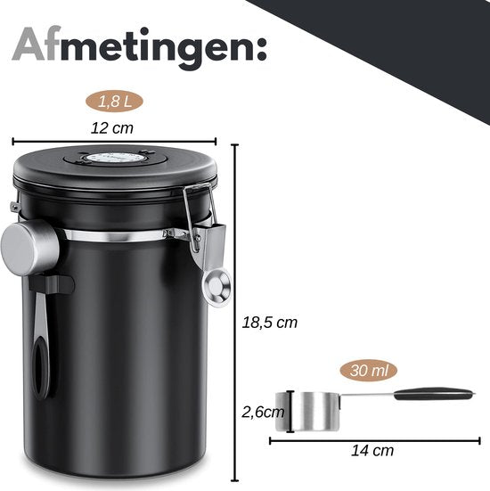 VAIVE Koffieblik - Koffiebus - Koffieblikbewaarblik - Bewaarbus Koffie - Voorraadpotten - Voorraadbussen - Voorraadbus -1.8L