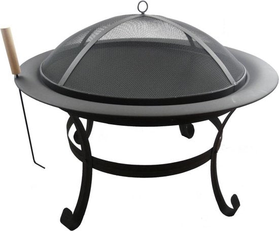 BBQ Collection Vuurschaal - Vuurkorf met Vonkenscherm - Buitenhaard 77 x 17 x 76 cm - Tuinhaard met Handvaten - Terrashaard voor Brandhout - Terras- en Tuinkachel voor Kampvuur - Carbon Staal