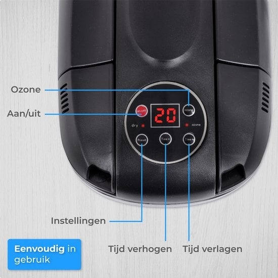 Nuvance – Schoenendroger en Schoenverfrisser - Schoendroger - Ozone en Droogfunctie - Verstelbaar - Zwart