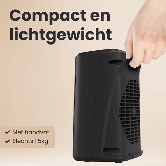 Auronic Ventilatorkachel Digitaal - Keramische Kachel - Draagbaar - 2000W Heater - Zwart