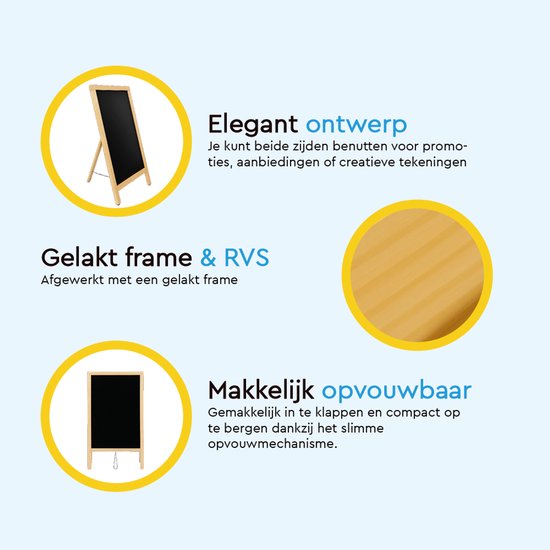 BRASQ Krijtstoepbord Blank - 55x 85 CM - Krijtbord - Reclamebord - Stoepbord - Enkelzijdig - voor Binnen en Buiten - Horeca