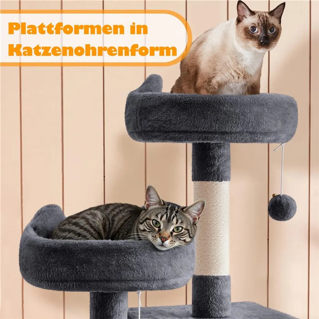 Yaheetech Krabpaal 181 cm – Donkergrijs – 60,5 x 48,5 x 181 cm – Met 2 Kattenhuizen, 2 Platforms en 5 Sisalpalen
