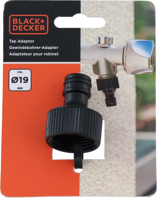 BLACK+DECKER Kraanstuk 3/4" - ⌀ 19 CM - Koppelstuk - Kunststof - Zwart