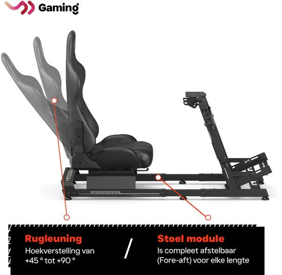 VDD Gaming Op Sim Racing Cockpit – Zwart op Zwart - Aluminium