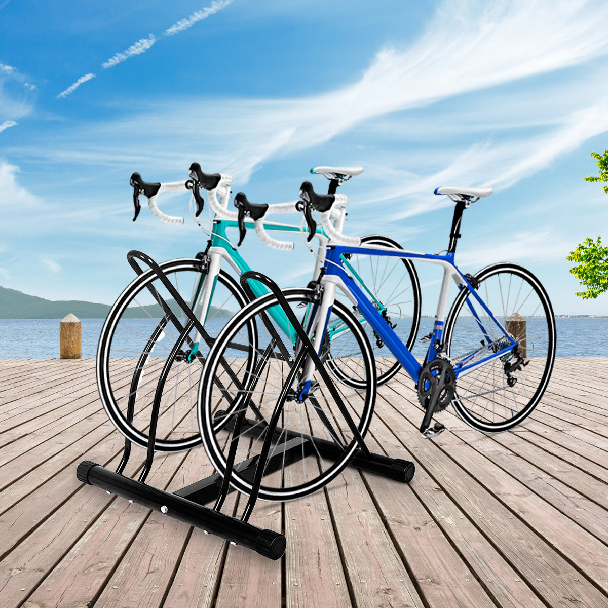 Coast Fietsenrek Fietsenstalling voor 2 Fietsen Zwart 60 x 53 x 56 cm
