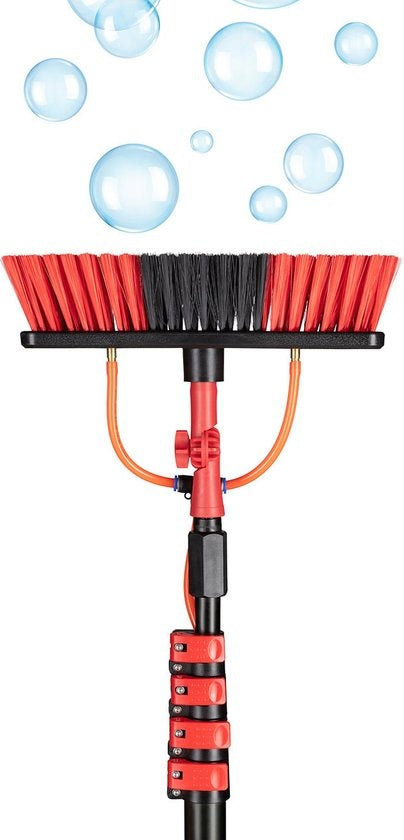 Umuzi Cleaning Telescopische Waterborstel - 7 m Uitschuifbare Schrobborstel voor Ramen, Gevel en Huis - Reiniger met 4 Uitschuifbare Delen - Zeepdispenser met Doseerknop