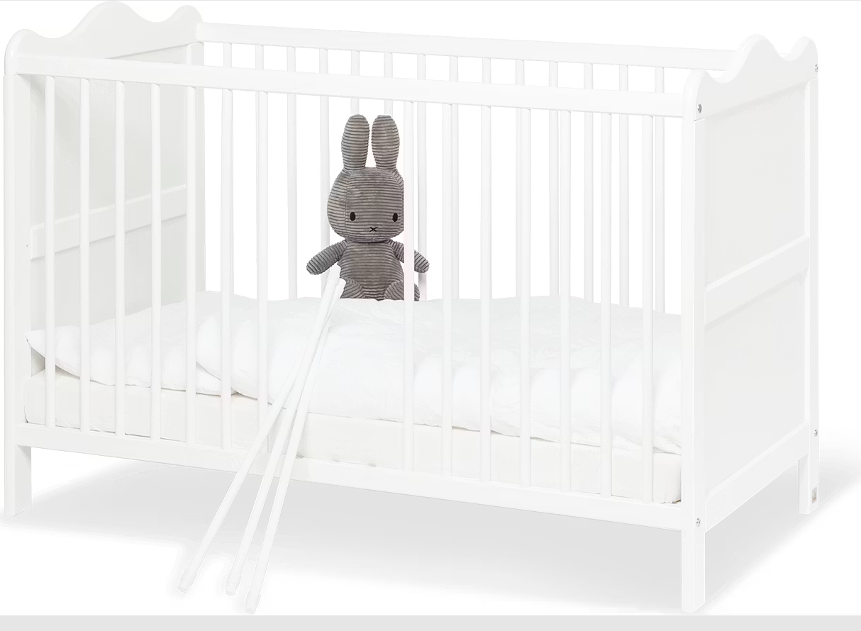 Pinolino Kinderbed Florentina 60 x 120 cm - Wit - Verstelbare bodem & Uitneembare spijlen