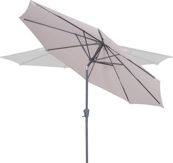 VONROC Premium Stokparasol Recanati Ø300cm – Incl. beschermhoes - Ronde parasol - Kantelbaar – UV werend doek - Beige