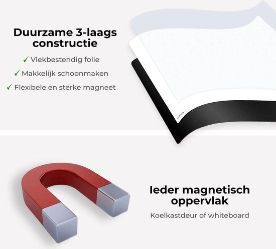 Systemyze Weekplanner Whiteboard – Magnetisch Planbord – Magnetische Maandplanner – Inclusief Markers & Wisser – A3 Formaat