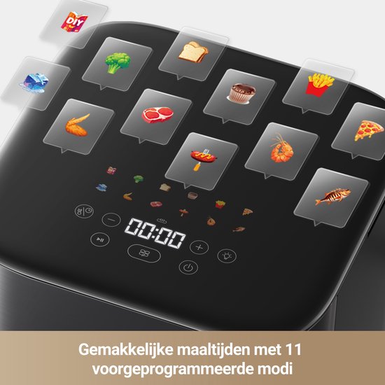 MOVA Tech AeroChef FD10 Pro Enkel 6 l Vrijstaand 1800 W Heteluchtfriteuse Zwart