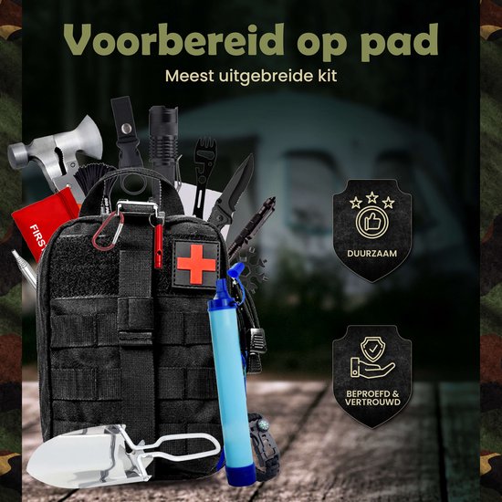 WILDGEAR® Survival Kit XL - 35-delig - Outdoor - 13x15.50x21 cm