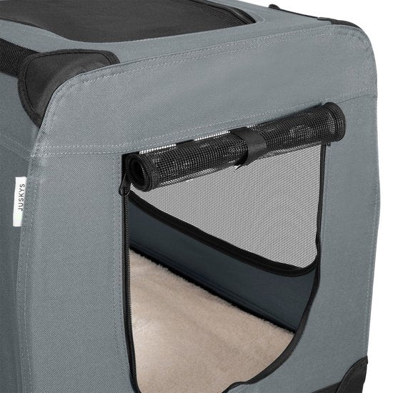Juskys Hondentransportbox - Vouwbaar - S - 34 x 50 x 36 cm - Grijs