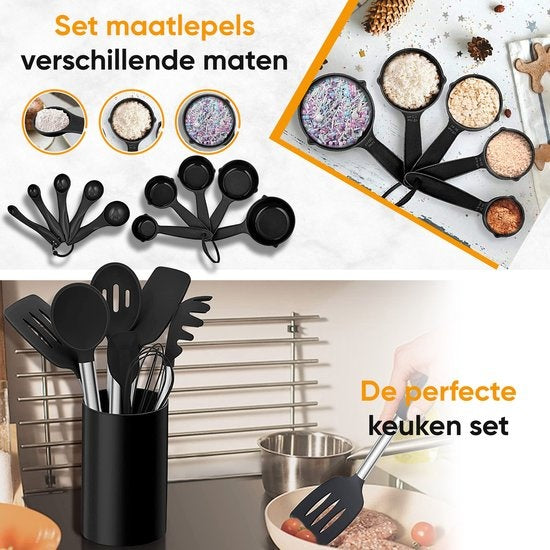 Strex Keukengerei Set 43 delig met Houder - Hittebestendig / BPA Vrij / Siliconen
