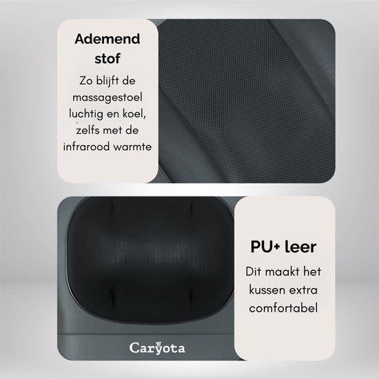 Caryota Shiatsu Massagestoel - Massage Apparaat - Massagekussen met Infrarood Warmte - 2-delig - Been
