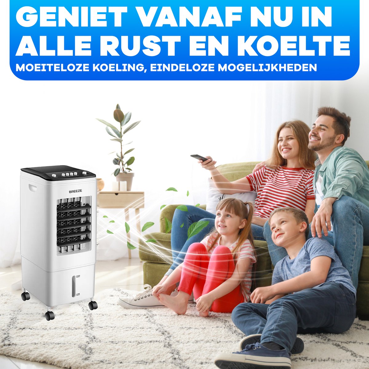 Breeze Luchtkoeler voor Slaapkamer - Mobiele Luchtkoeler zonder Afvoerslang