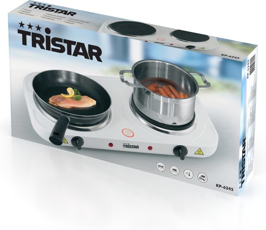 Tristar Elektrische kookplaat 2500W - KP-6245 - 2 Kookzone - Vrijstaand - Wit