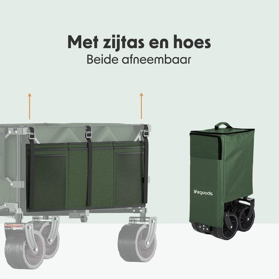 LifeGoods Bolderkar - XL - Opvouwbaar - 200L - 100KG Draagkracht - Groen