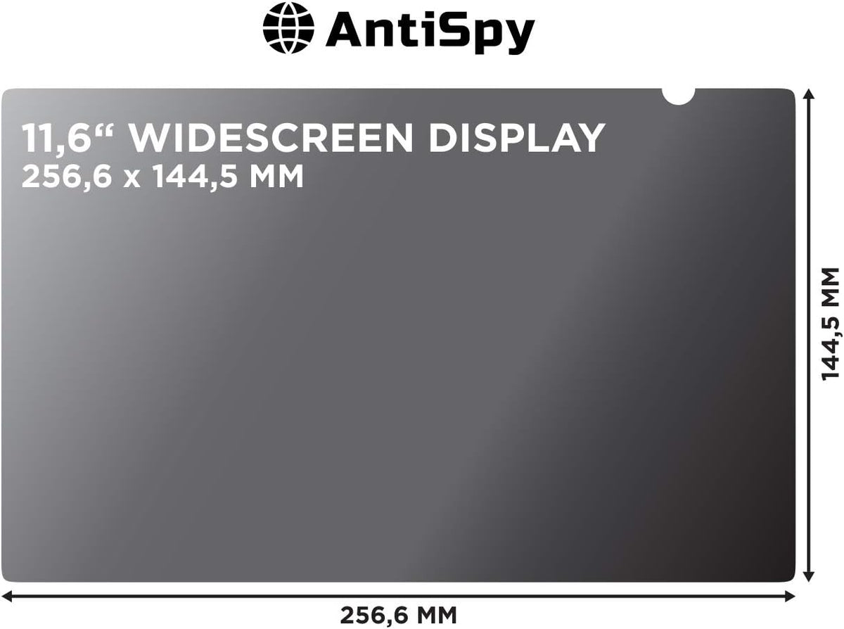 AntiSpy 11,6" Laptop Privacyfolie – Grijs, Robuust en Herbruikbaar, Snelle Bevestiging, Volledige Inkijkbescherming