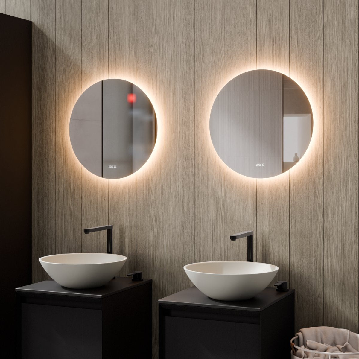 Beloura Badkamerspiegel met Verlichting - Ronde Badkamer Spiegel - Verwarming - Klok - LED - 50 cm