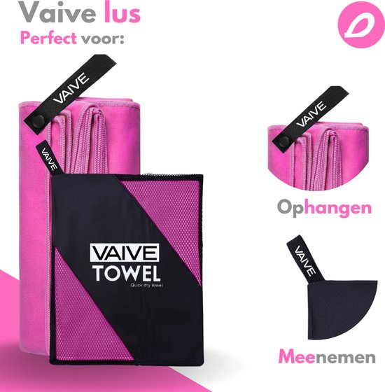 VAIVE Microvezel handdoek - Strandlaken 100x200 - Badlaken - Reishanddoek Sneldrogend - Roze
