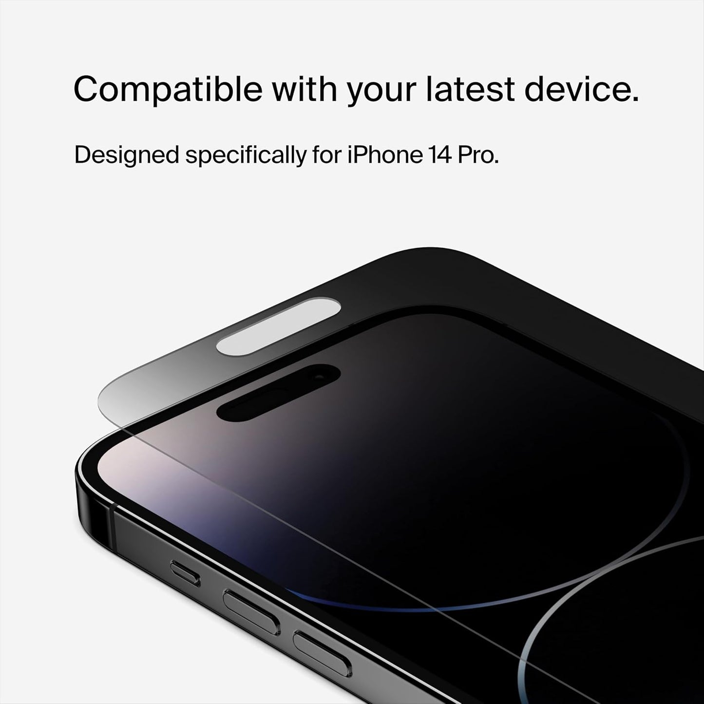 Belkin Privacy TempeRoodGlass Screen Protector voor iPhone 14 Pro – 20 x 100 mm – Zwart – Antimicrobieel, Krasbestendig en Vingerafdrukwerend