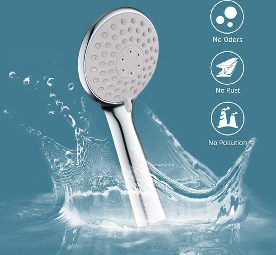 Fuegobird Douchekoppen - met slang en houder - 3 functies - Waterbesparende Handdouche - Zilver