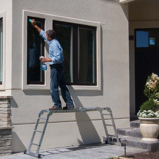 Hammersmith SuperLadder - De universele ladder - multifunctionele ladder gemaakt van vliegtuig aluminium - tot 3,4m - 12 sporten - met rubberen antislipvoeten