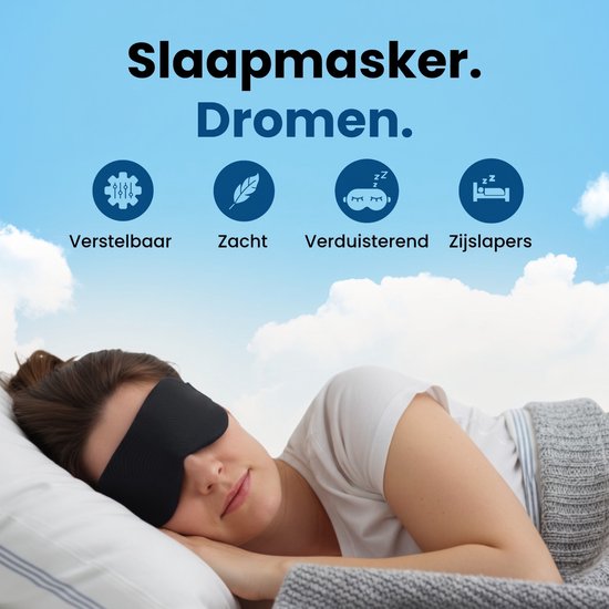 PurelyGoods® Slaapmasker - Oogmasker - Verduisterend - Mannen en Vrouwen - Katoen - Zwart