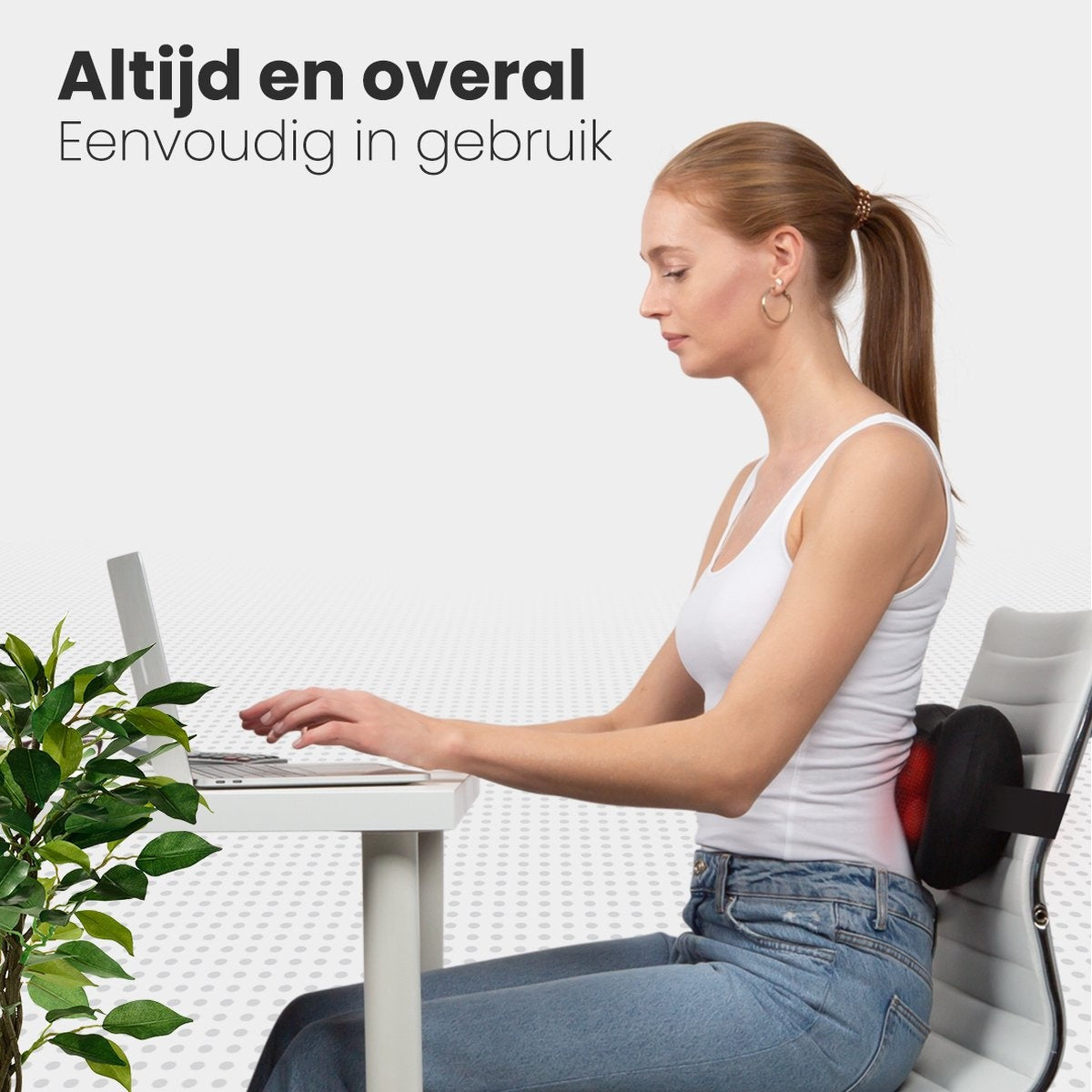 Auronic Shiatsu Massagekussen – Warmtefunctie – Automatische Uitschakeling na 15 Min – 36 x 10 x 12,5 cm – Zwart