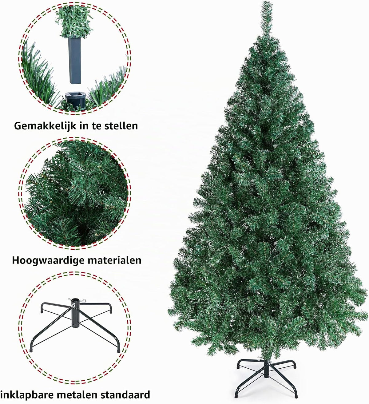 aheetech Kunstkerstboom - 182 x 93 x 93 cm - Groen - 528 Takpunten