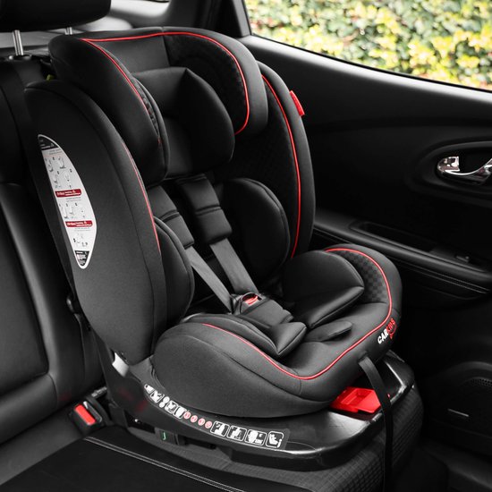 Carkids i-Size Autostoeltje Darcy - Voldoet aan I-Size R-129 Norm - 360° draaibaar - Voor kinderen van 40 tot 150 cm - Isofix & Top Tether aansluiting - Verstelbare hoofdsteun en rugleuning –Zwart/Rood