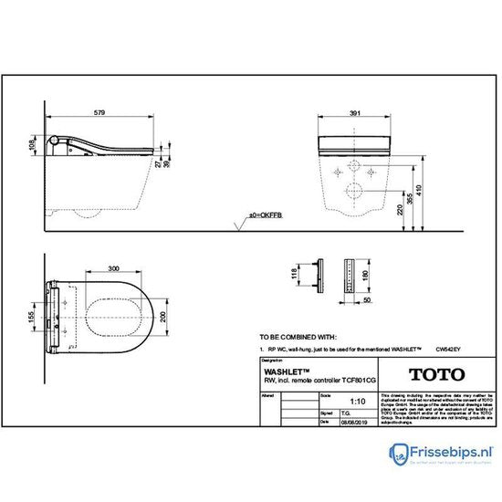 Toto Europe Rw Closetzitting Met Onderdouche Tcf801Cg