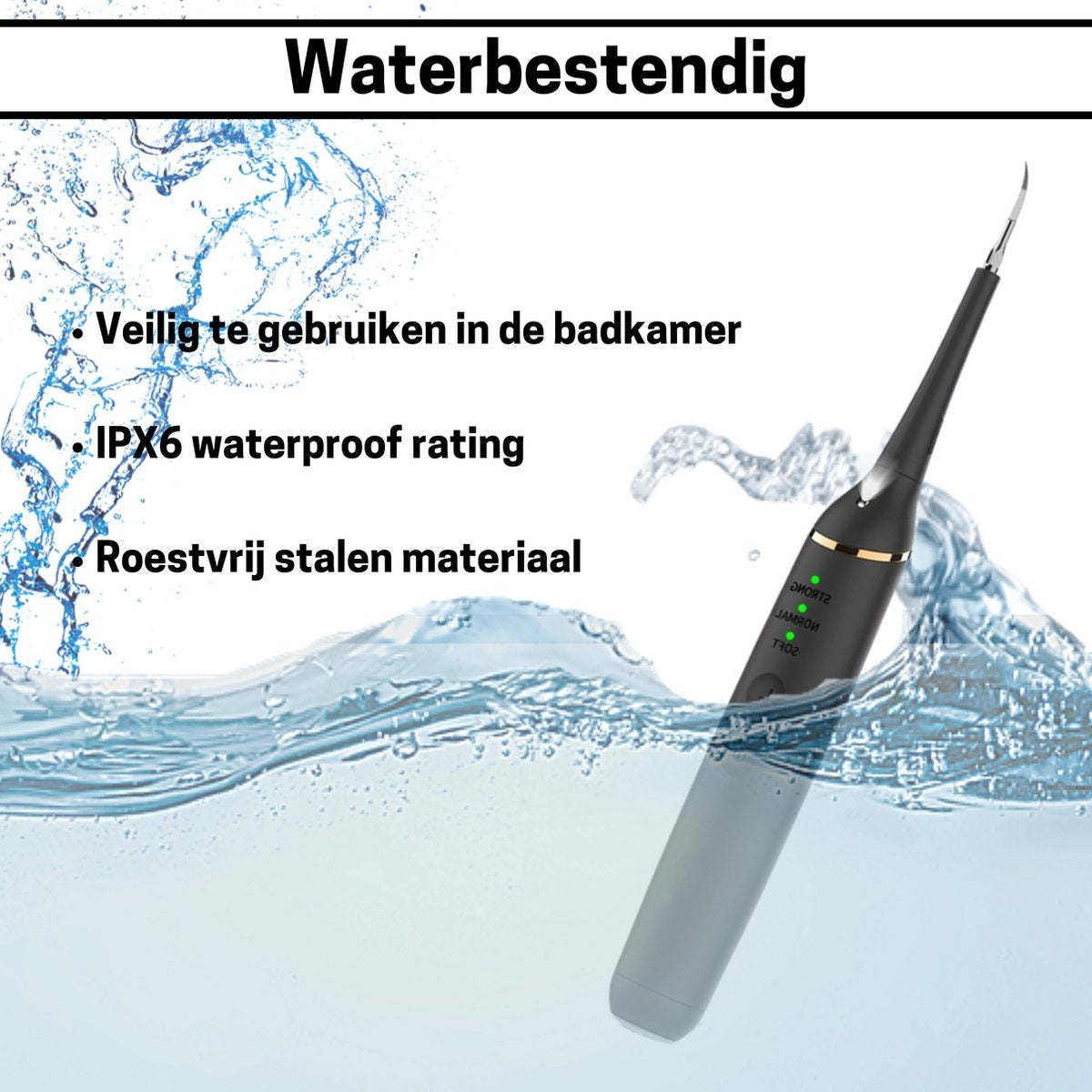 BOME Tandsteenverwijderaar – Incl. 3 Opzetstukken, Spiegeltje & Pincet – 11000 rpm – Zwart