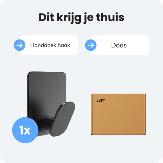 Zelfklevende Handdoekhaak – Mat Zwart – Wandhaak voor Badkamer & Keuken