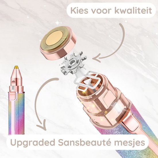 Wenkbrauw Trimmer - Gezichtsontharing Dames - Gezichtshaar Verwijderen Vrouw - Sansbeauté® - Safety Razor - Ladyshave - Flawless Gezichts Ontharing - Wenkbrauw Scheermesje