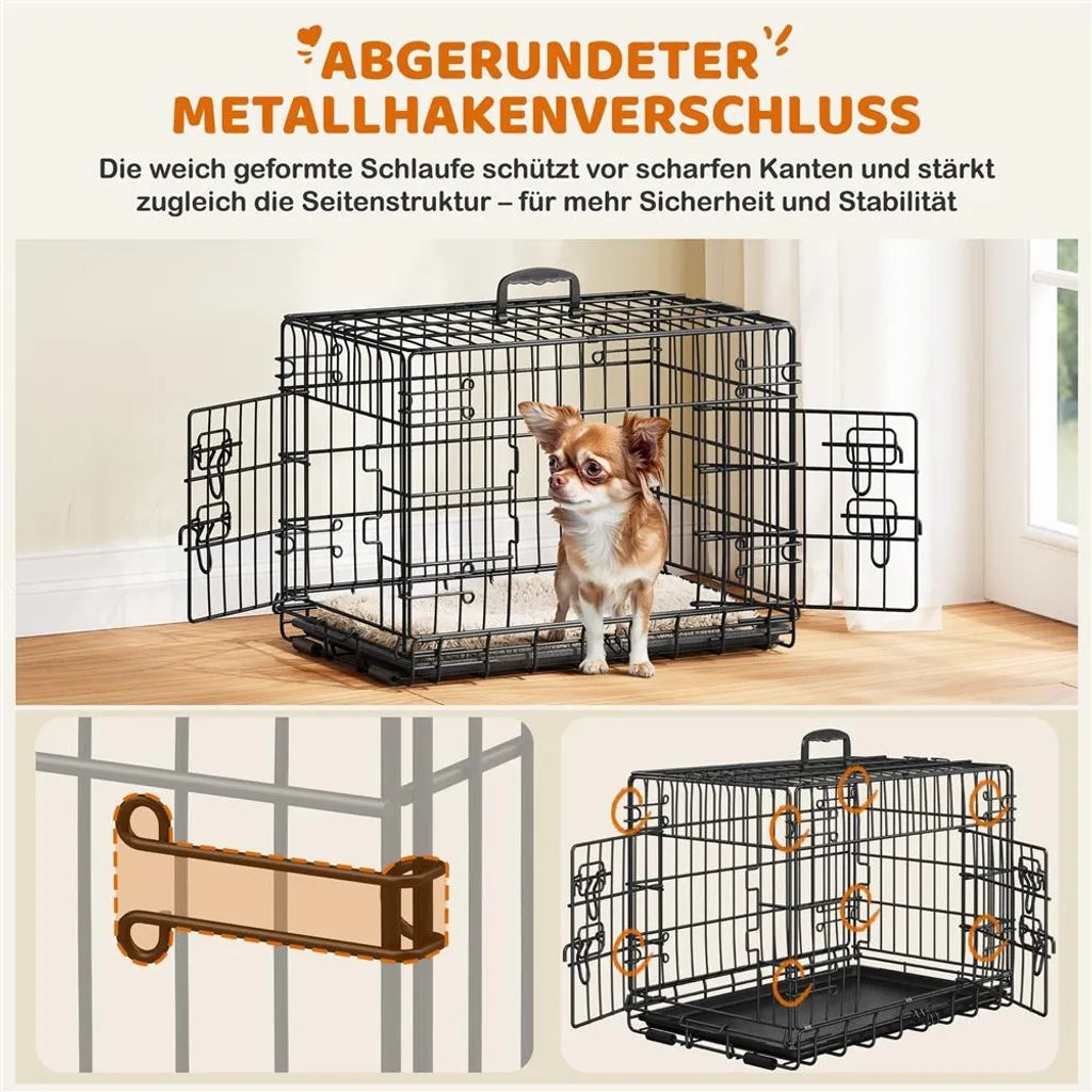 Yaheetech Hondenbench - Opvouwbaar - 61,5x41,5x47 cm - Transportbench - Bodemlade - Scheidingspaneel - Zwart